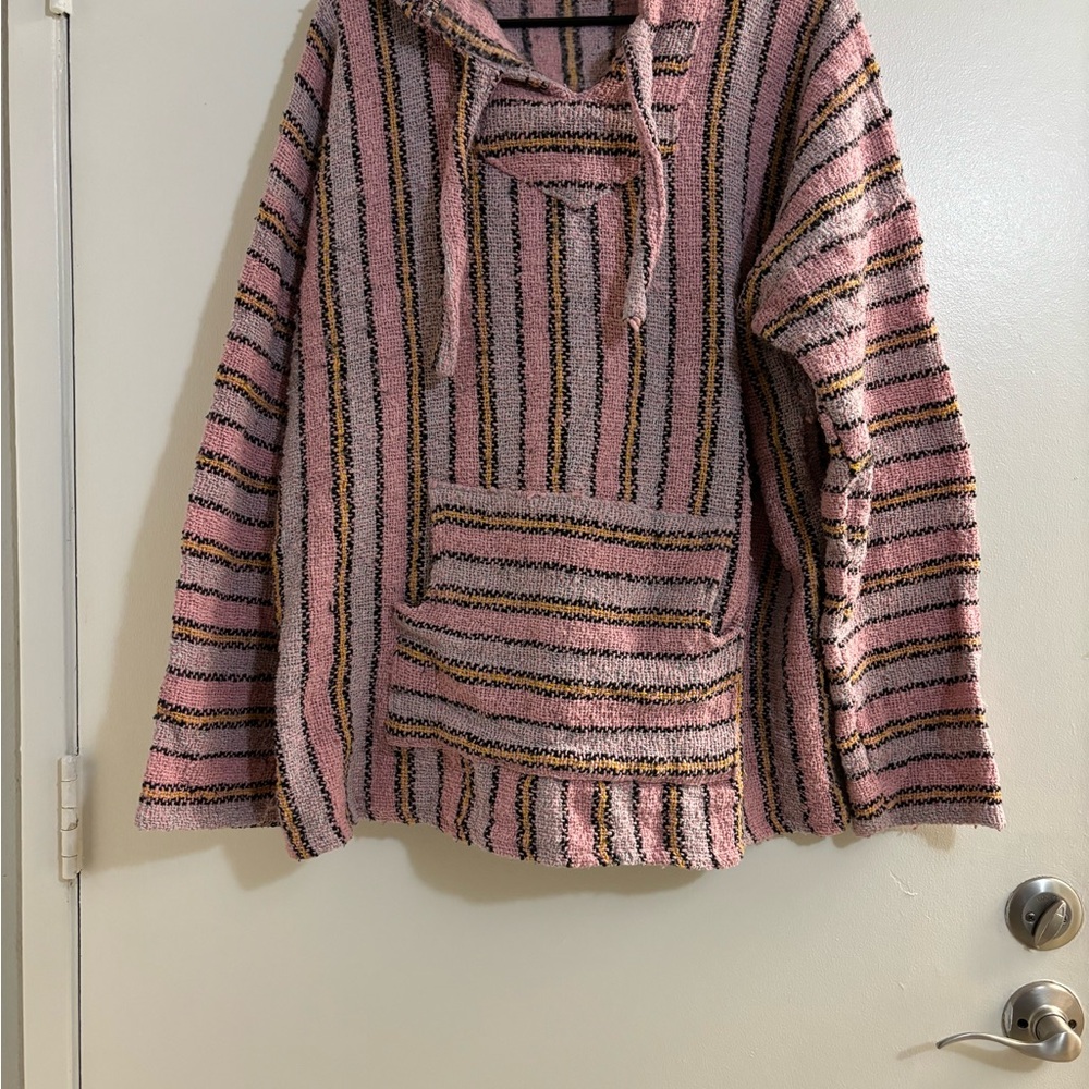 San Jose Pastel Pink Lavender Black Stripe Hoodie Size: XXLarge